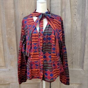 D'iyanu African Print Long Sleeve Blouse